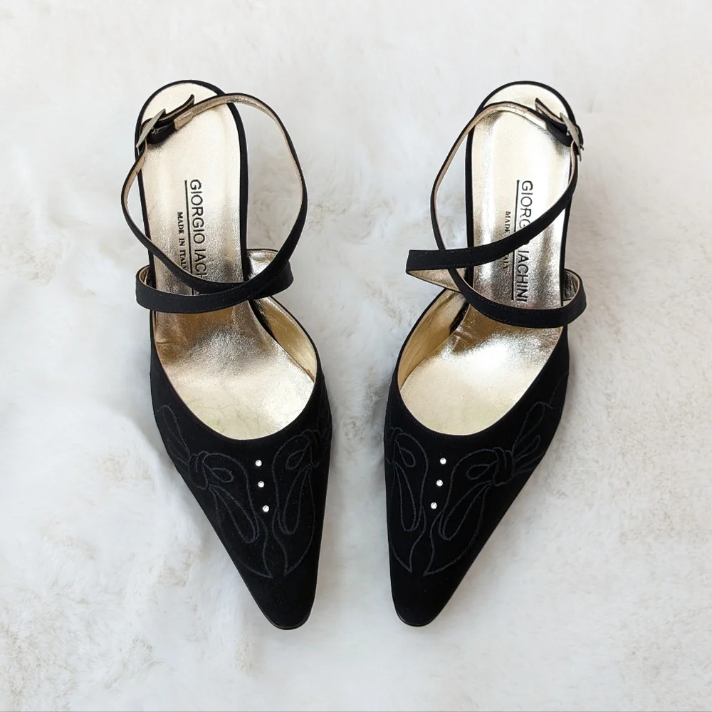 🆕🌿GIORGIO IACHINI SWAROVSKI CRYSTAL ANKLE STRAP HEELS🌿